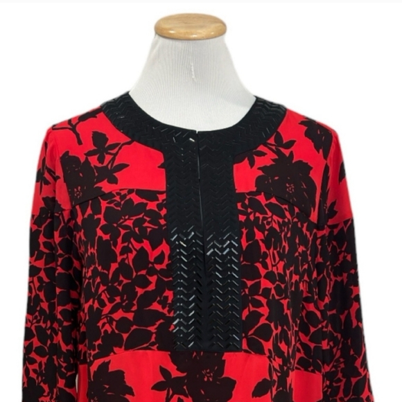 NWT MICHAEL KORS Red & Black Floral Shift Dress - Picture 3 of 11